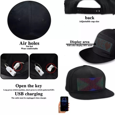 Καπέλο των μαύρων οδηγήσεων Bluetooth με τον προγραμματίσημο κινητό App επίδειξης έλεγχο