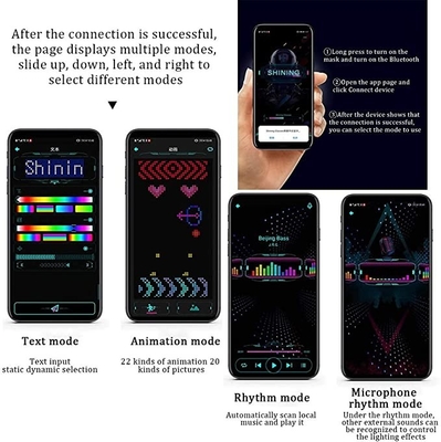 App καπέλων των προγραμματίσημων DIY κειμένων σχεδίων οδηγήσεων Bluetooth καπέλο των μαγικών οδηγήσεων επίδειξης ελέγχου